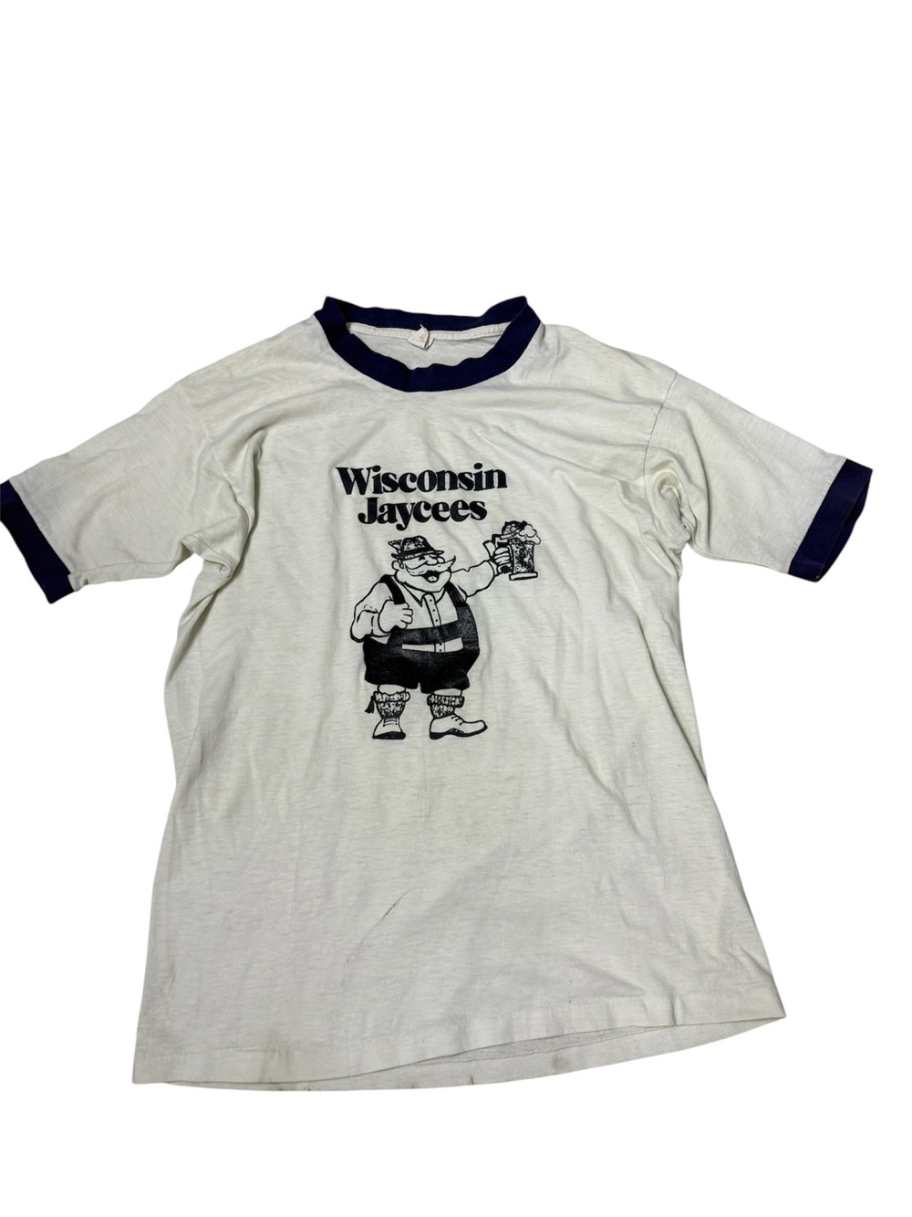 Vintage Wisconsin Jaycees Ringer Tee in White & Navy
